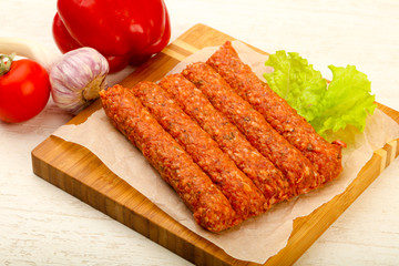 Raw beef sausages