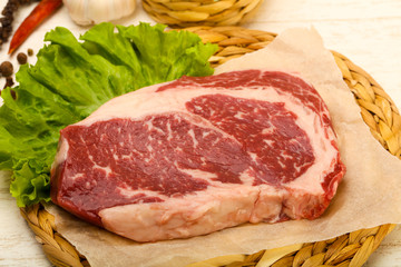 Rib eye raw steak