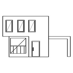 Outline of a modern house building. Vector illustration design