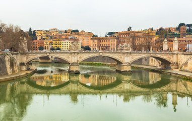 Vittorio Emanuele famous bridge in Rome, Italy
