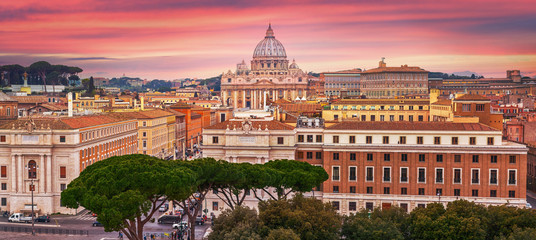 Panorama of Rome and Basilica of St. Peter