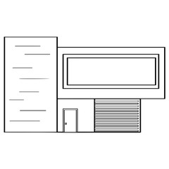 Outline of a modern house building. Vector illustration design
