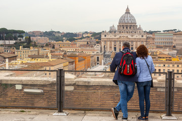 People admire beautiful vatican view