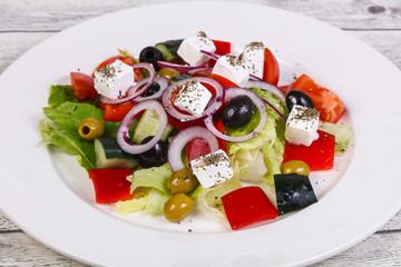 Traditional Greek salad with feta cheese