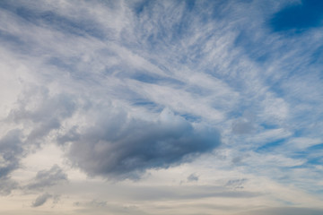 Blue sky with dramatic sunset clouds