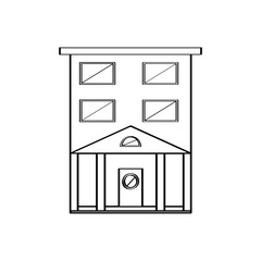 Outline of a modern house building. Vector illustration design