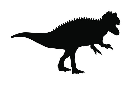 T Rex vector silhouette isolated on white background. Tyrannosaurus Dinosaurs shadow symbol. Jurassic era. Dino sign.