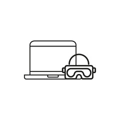 VR glasses with a laptop icon. Vector illustration.