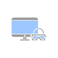 VR glasses with a computer icon. Vector illustration.