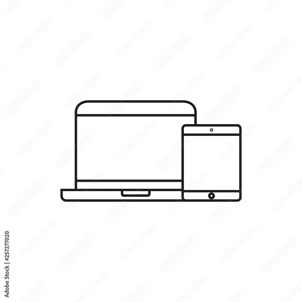 Poster personal devices with empty screens isolated on white. smartphone and tablet icons in simple vector 