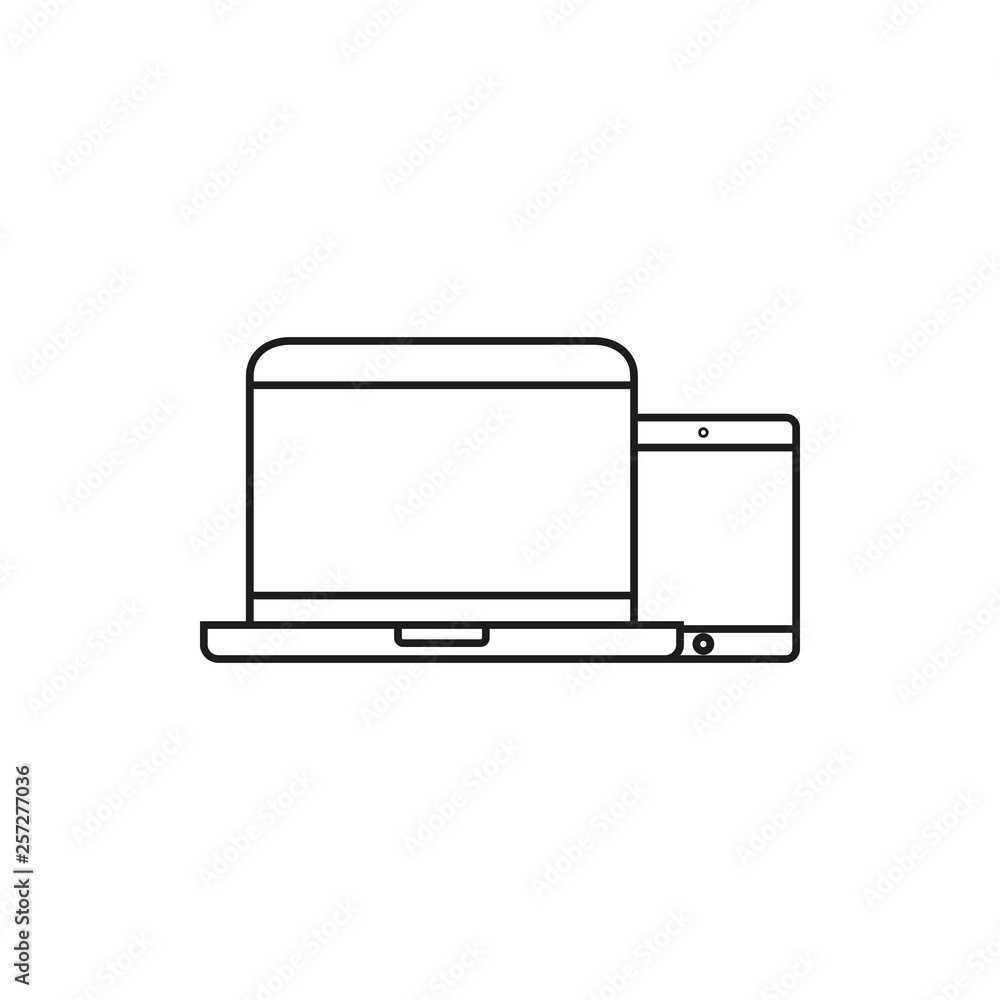 Poster personal devices with empty screens isolated on white. smartphone and tablet icons in simple vector 
