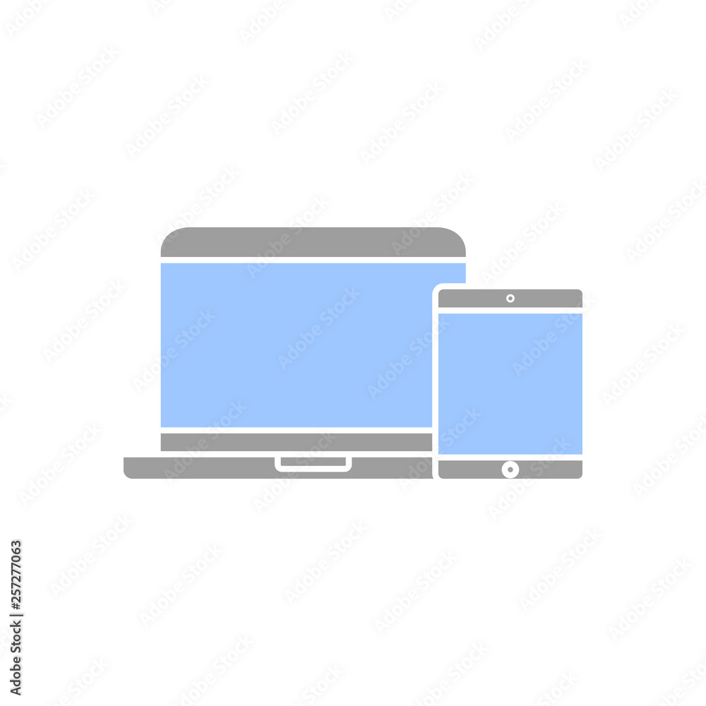 Poster personal devices with empty screens isolated on white. smartphone and tablet icons in simple vector 