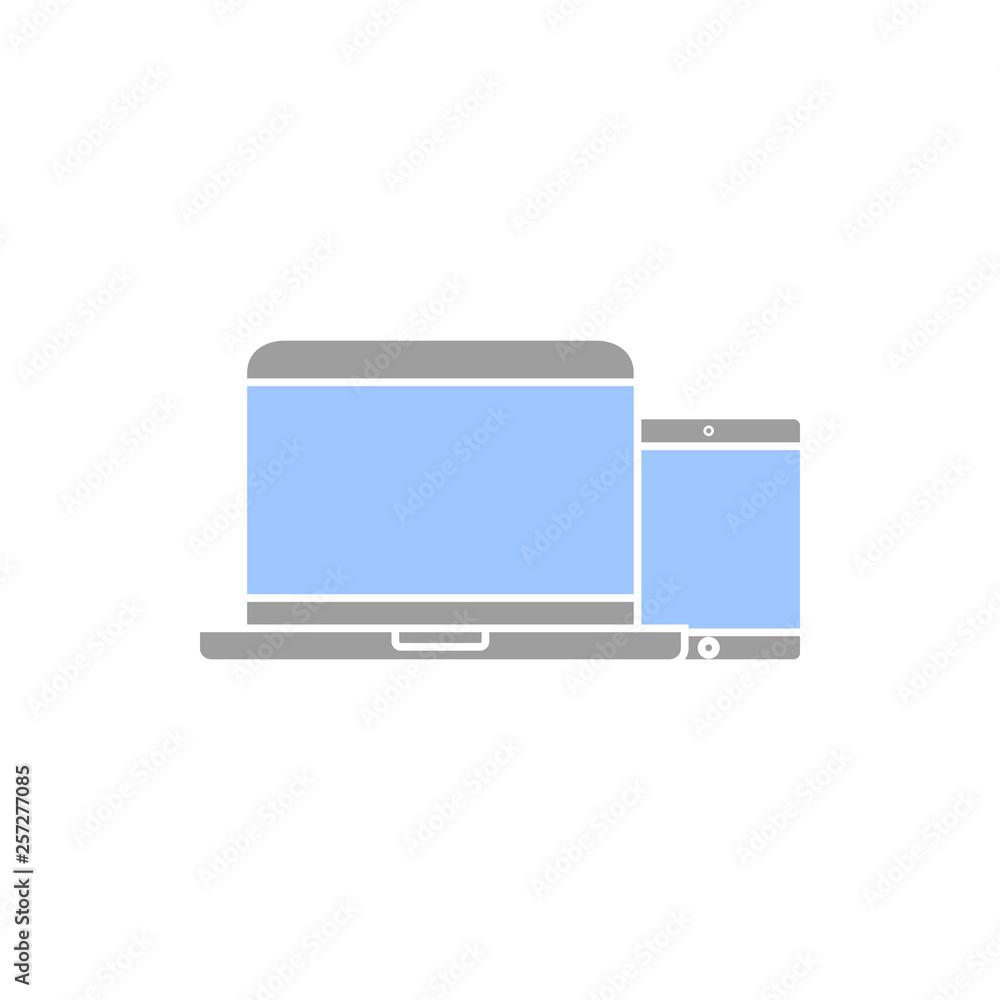 Poster personal devices with empty screens isolated on white. smartphone and tablet icons in simple vector 