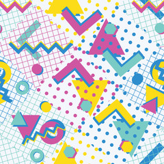 Colorful abstract 80s style seamless pattern