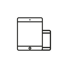 Simple smartphone with tablet icon. Vector illustration.