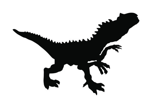 Kind of dinosaur vector silhouette isolated on white background. Dinosaurs symbol. Jurassic era. Dino sign. T Rex, Tyrannosaurus shadow.