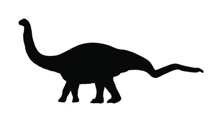 Dinosaur brachiosaurus; brontosaurus; diplodocus vector silhouette illustration isolated on white background.