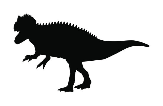 T Rex vector silhouette isolated on white background. Tyrannosaurus Dinosaurs shadow symbol. Jurassic era. Dino sign.