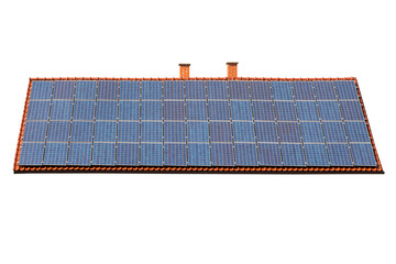 isolated roof full of solar power energy panels