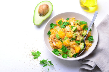 Quinoa Salad with Orange, Chicken and Avocado, Healthy Meal