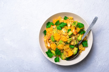 Quinoa Salad with Orange, Chicken and Avocado, Healthy Meal