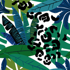 Seamless Pattern With Tropical Plants.