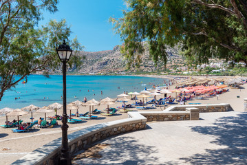 Entrance to sandy beach of Palaiochora, Crete island, Greece