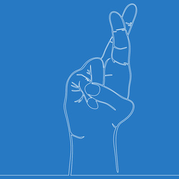 recommend clip art: Continuous one line hand gesture crossed fingers