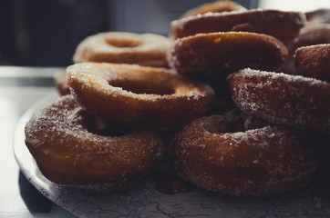  Homemade donuts with sugar on top