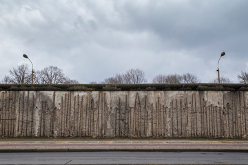 Front view of a section of the original Berlin Wall at the Berlin Wall Memorial (Berliner Mauer) in...