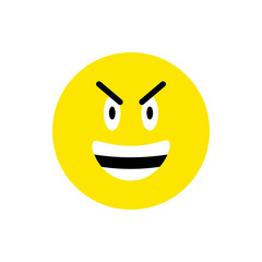 Fototapeta premium Angry face Emoji icon. Funny Emoticon circle symbol. Angry, devil and Sarcastic Face. For mobile keyboard app, messenger. Expressive cartoon avatar on white background.