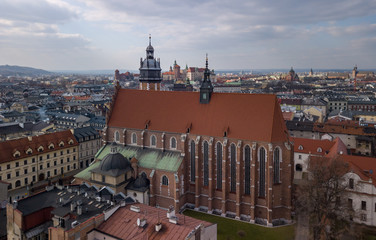 Fototapeta na wymiar Basilica of Corpus Christi in Krakow against the backdrop of Wawel Castle, Poland