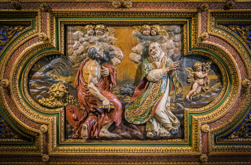 Fototapeta na wymiar SS Jerome and Philip Neri in the vault Church of San Girolamo della Carità in Rome, Italy.