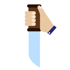 Knife in hand flat illustration on white