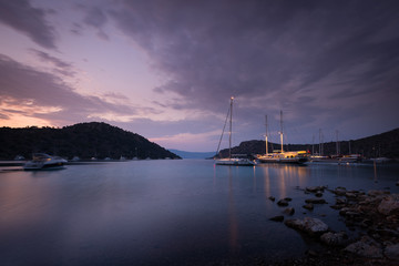 Sailing Boats on a summer evening at Eagean sea.