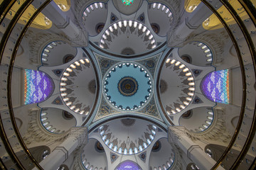 The inside view of the New Camlica Mosque