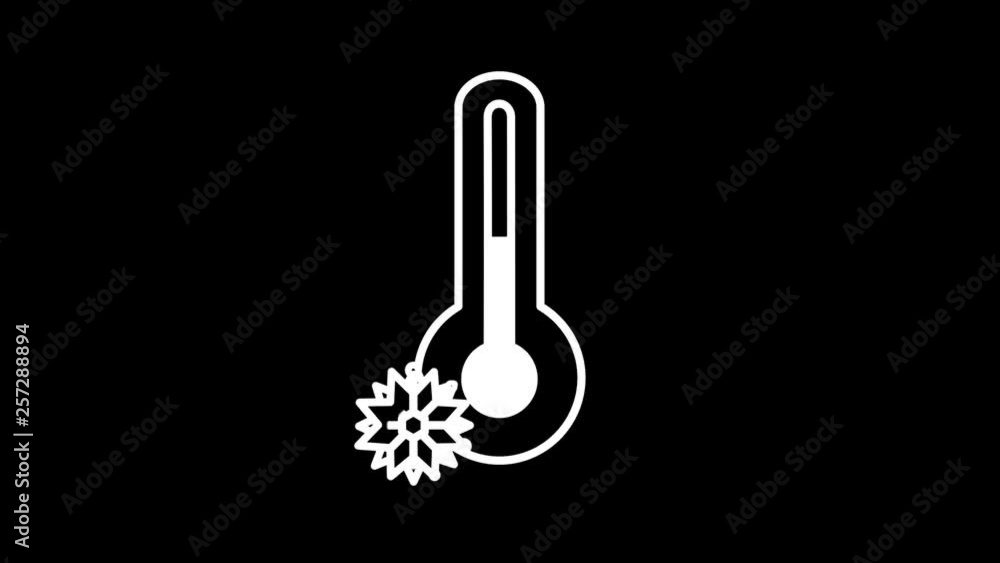 Poster thermometer and snow weather forecast line icon on the alpha channel