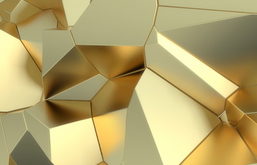 3d render, golden modern shattered wall texture, random clusters digital illustration, abstract geometric background. Wealth and Prosperity reach concept architecture