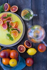 cheese cake with oranges,  jelly-pudding cakes