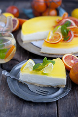 cheese cake with oranges,  jelly-pudding cakes