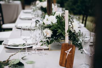 Wedding table setting in rustic style