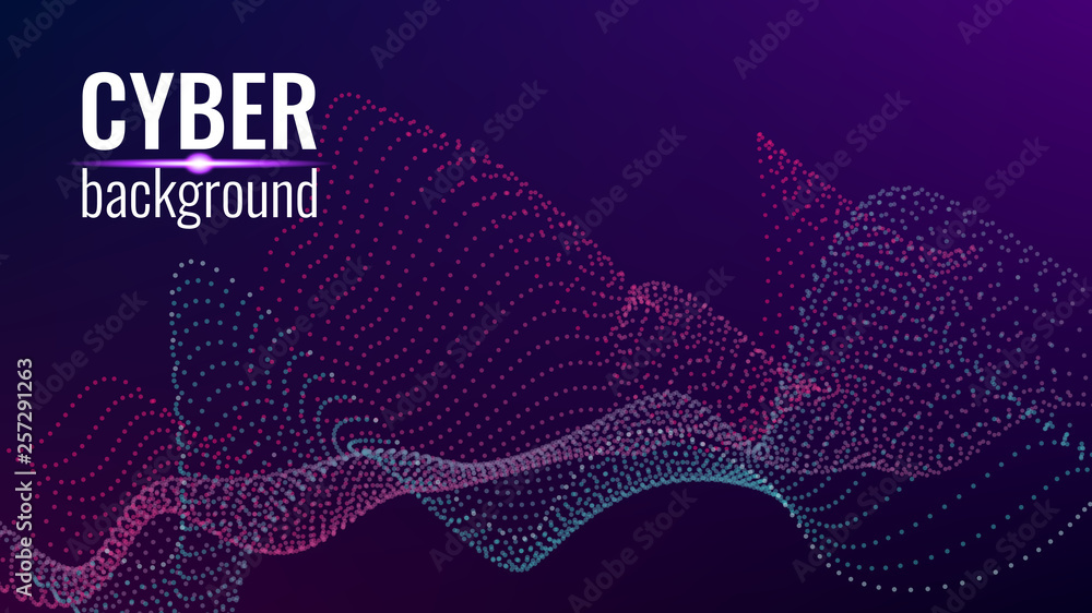 Poster cyber technological background. nanotechnology. scientific hi-tech backdrop for user interface. wavy