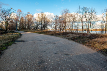 empty gravel road in autumn