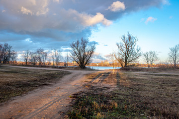 empty gravel road in autumn