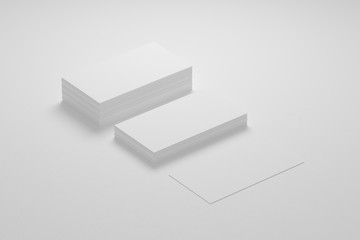 Mockup white textured business cards on white paper background