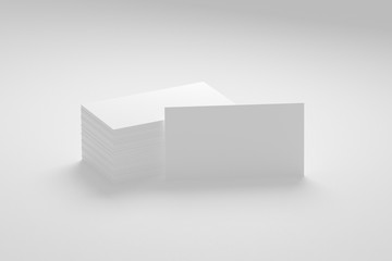 Mockup white textured business cards on white paper background