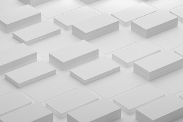 Mockup white textured business cards on white paper background