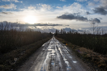 empty gravel road in autumn