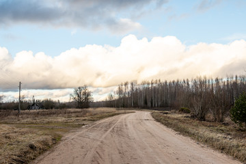 empty gravel road in autumn