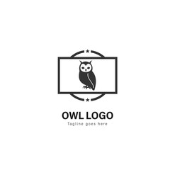 Owl logo template design. Owl logo with modern frame vector design